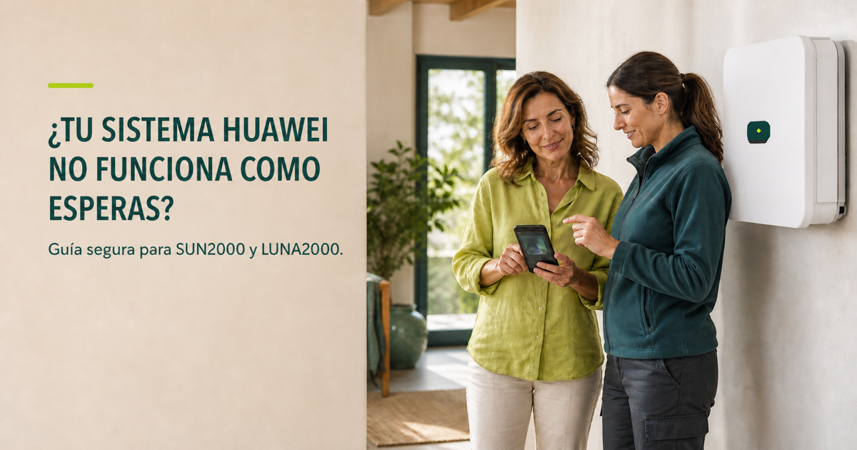Una propietaria y una técnica revisan juntas la información de un inversor solar Huawei